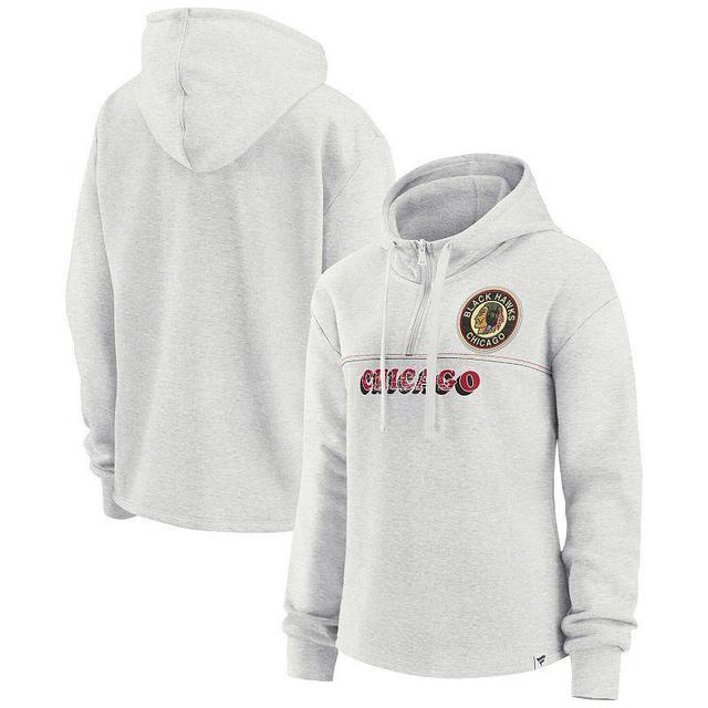 Womens Fanatics Branded Ash Chicago Blackhawks True Classics Legacy Quarter-Zip Hoodie Product Image