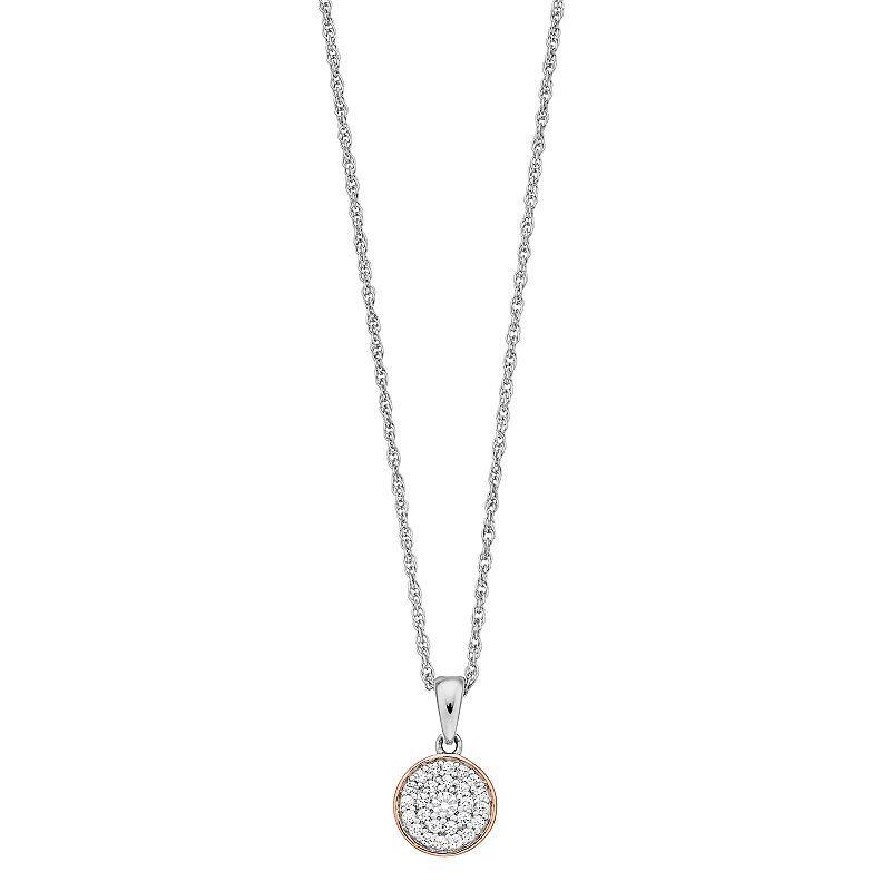 Lab-Created White Sapphire Circle Pendant Necklace, Womens Product Image