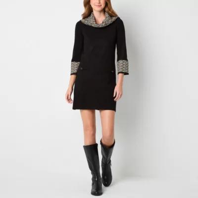 Jessica Howard Womens 3/4 Sleeve Geometric Sweater Dress Product Image