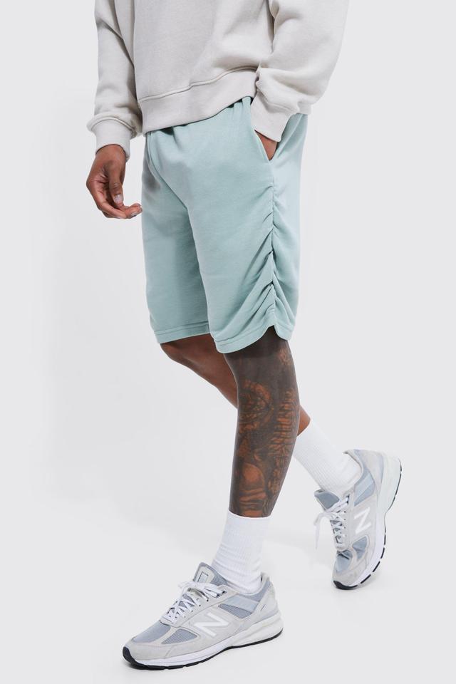 Mens Green Slim Fit Ruched Side Jersey Short, Green Product Image