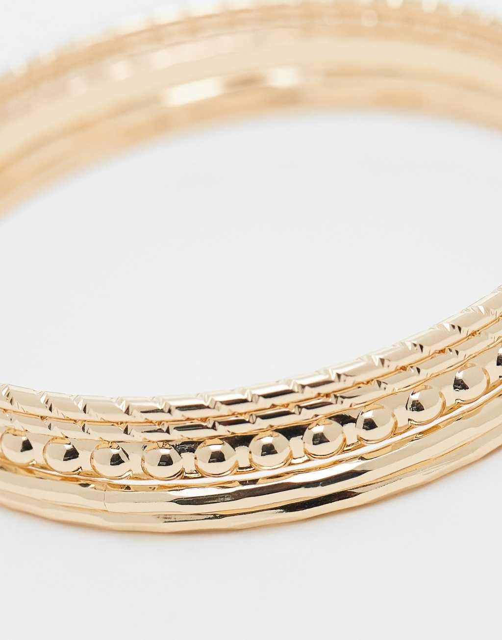 Weekday 5-pack bangle bracelets in gold Product Image