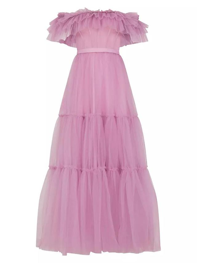 Off-The-Shoulder Tulle Corset Gown Product Image