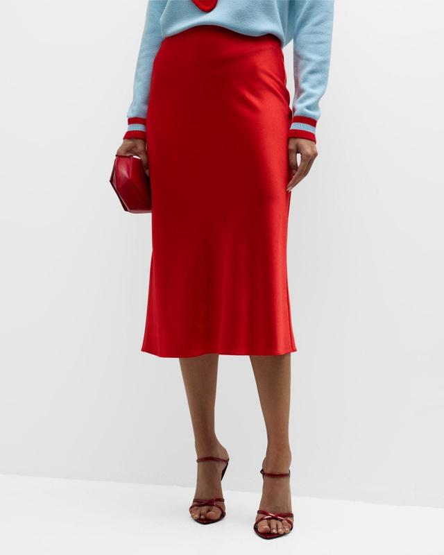 Alice + Olivia Maeve Satin Midi Skirt Product Image