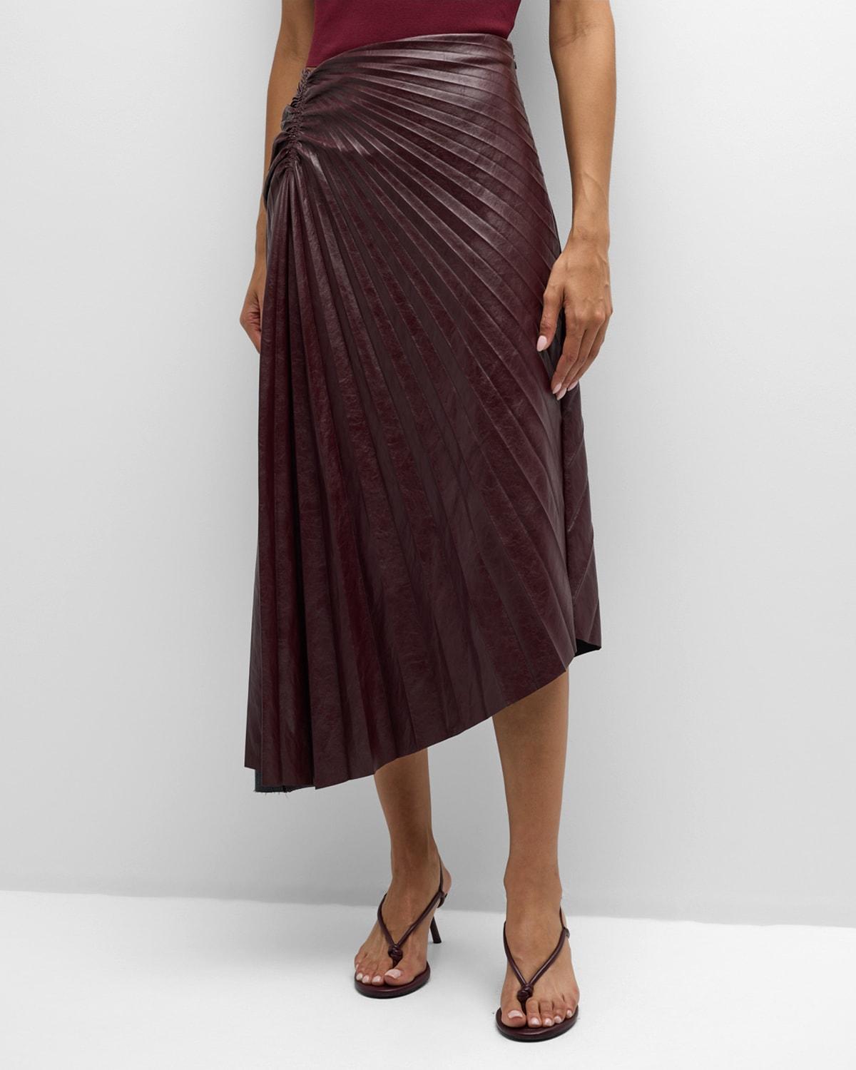 A. L.C. Tracy Asymmetric Pleat Faux Leather Skirt Product Image