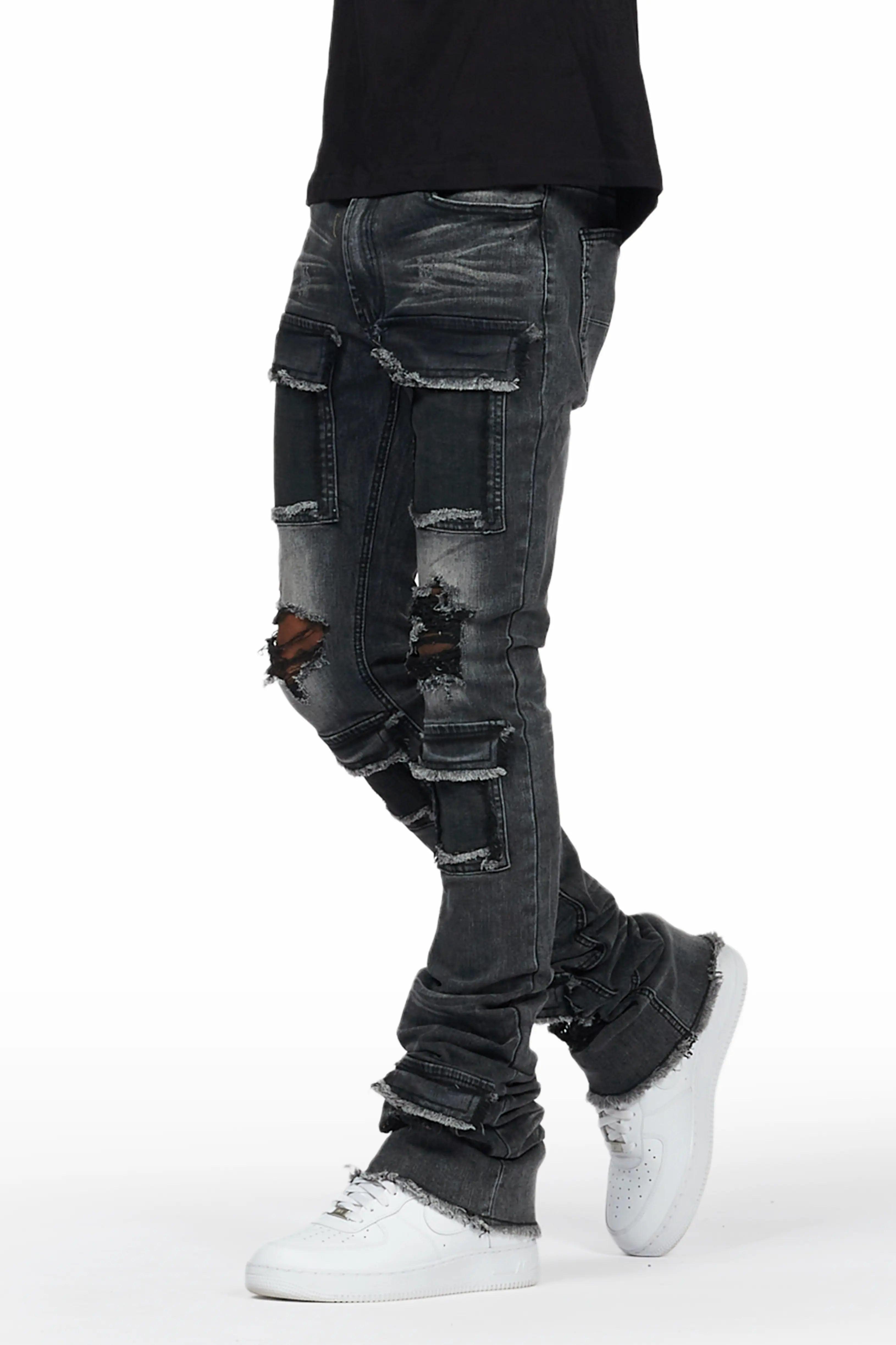 Piet Dark Grey Cargo Super Stacked Flare Jean Male Product Image