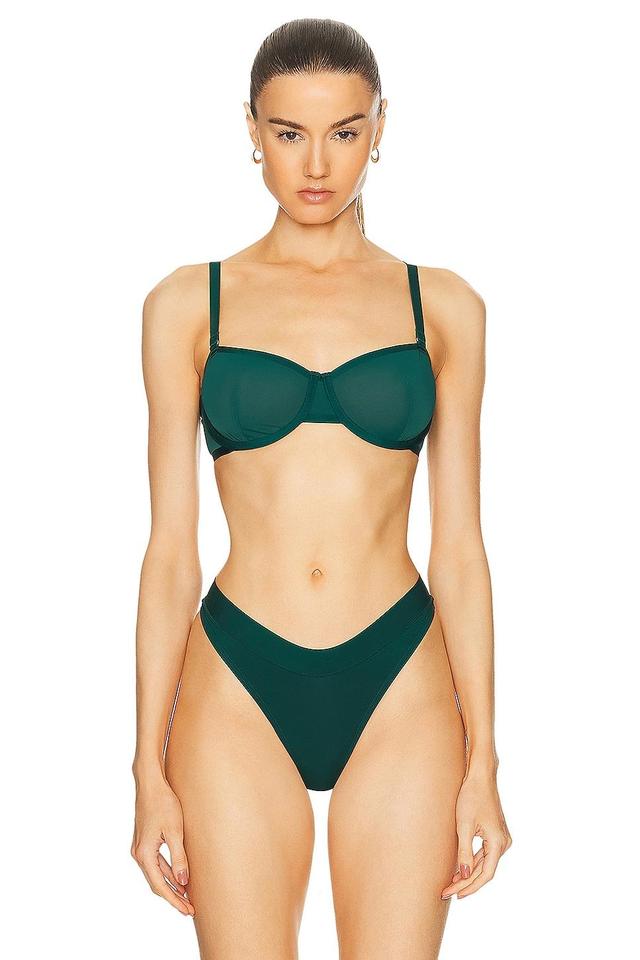 CUUP Mesh Plunge Bra Dark Green. (also in 38C, 38D). Product Image