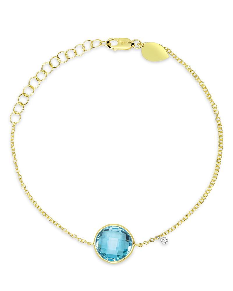 Womens 14K Gold Mini Blue Topaz Bracelet - Gold Product Image