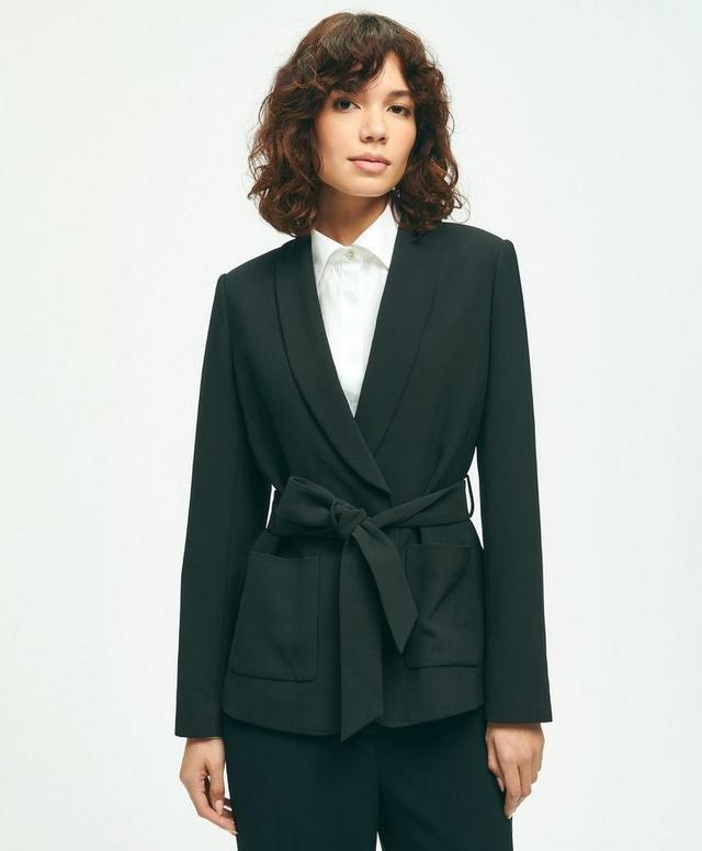 Fine Twill Crepe Belted Jacket Product Image