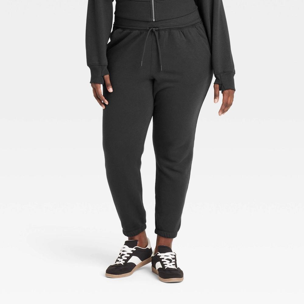 Women's Fleece High-Rise Jogger Sweatpants - All In Motion™ Black S Product Image