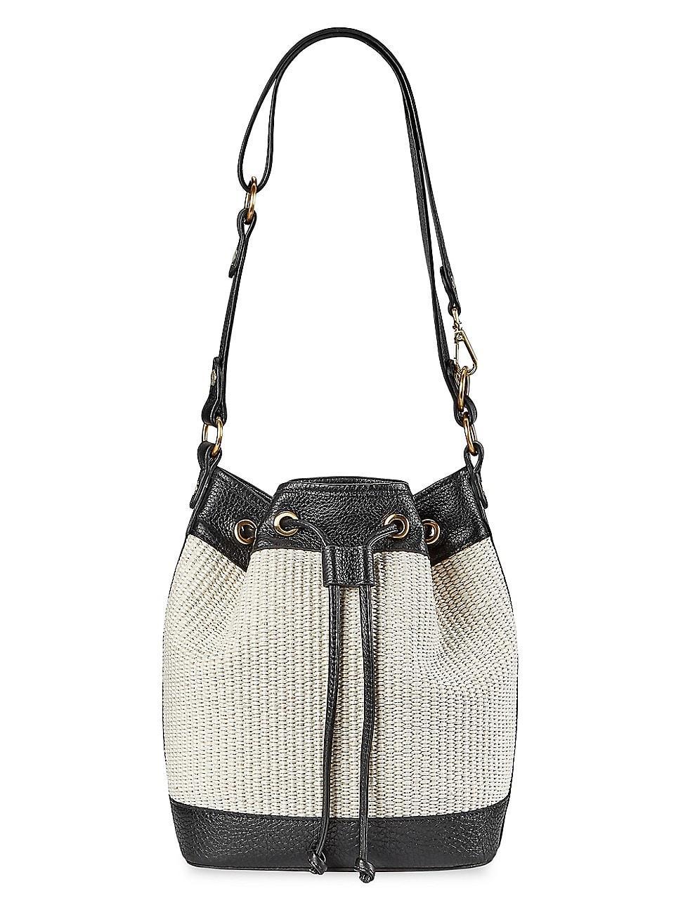 Womens Cassie Raffia & Leather Bucket Bag Product Image