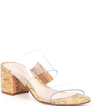 Schutz Victorie Clear Vinyl Cork Block Heel Sandals Product Image