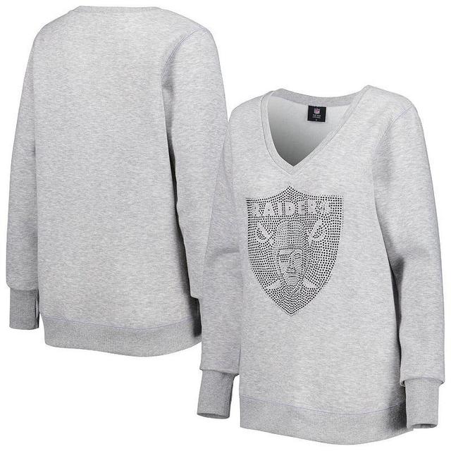 Womens Cuce Silver Las Vegas Raiders Deep V-Neck Pullover Sweatshirt Product Image