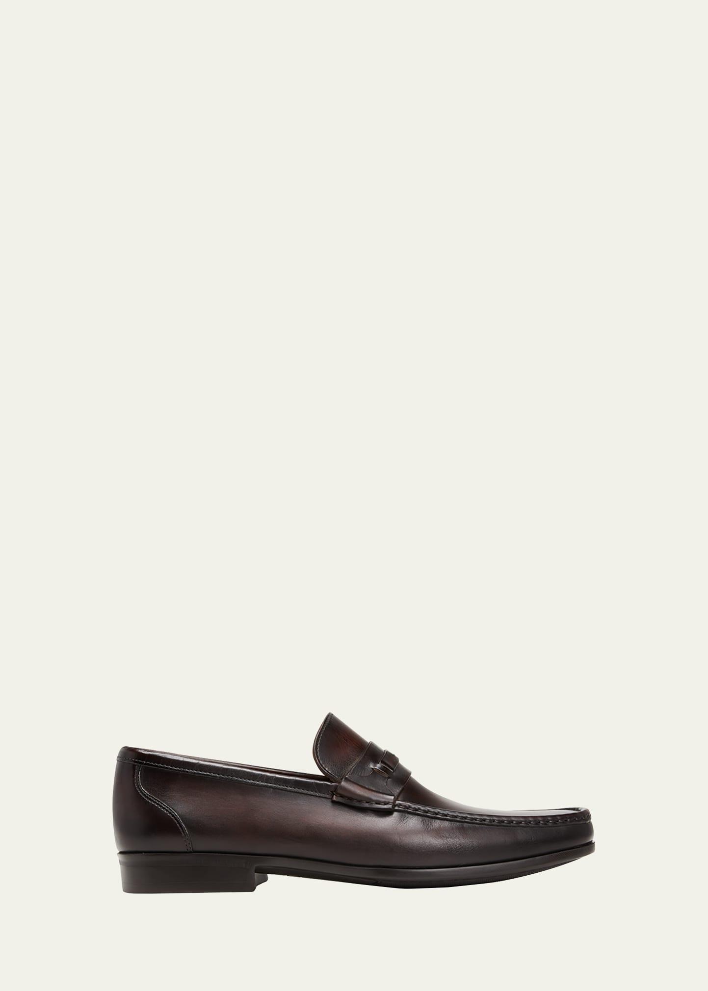 Mens Door Textured Leather Penny Loafers Product Image