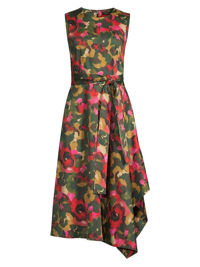 Womens Floral Asymmetrical Midi-Dress Product Image