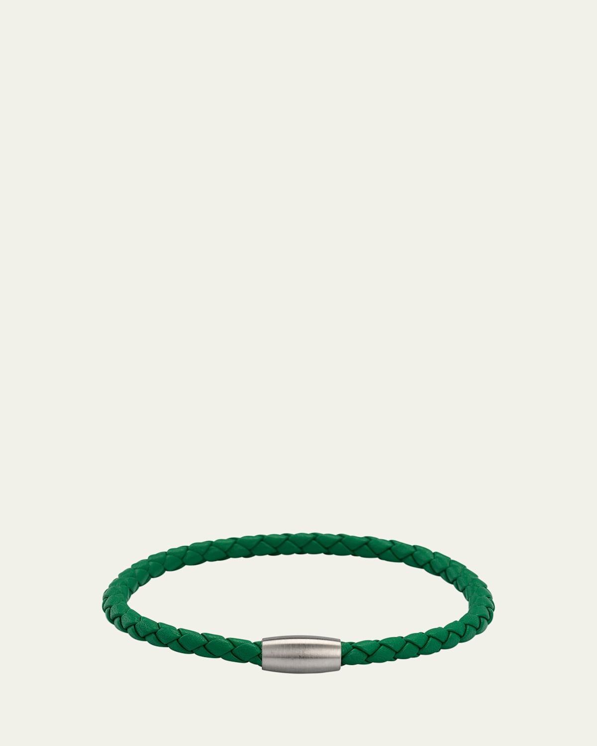 Mens Magnetic Braided Leather Bracelet Product Image