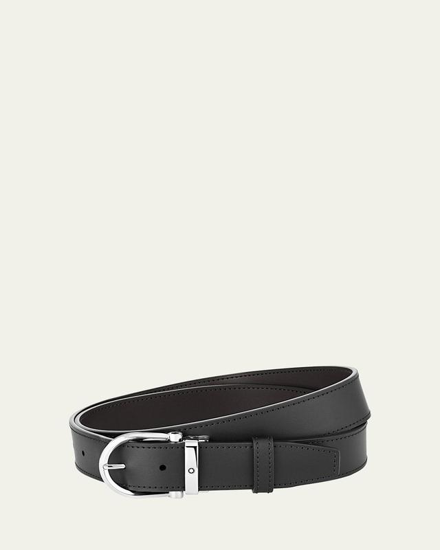 Mens Reversible Horseshoe Buckle Leather Belt Product Image