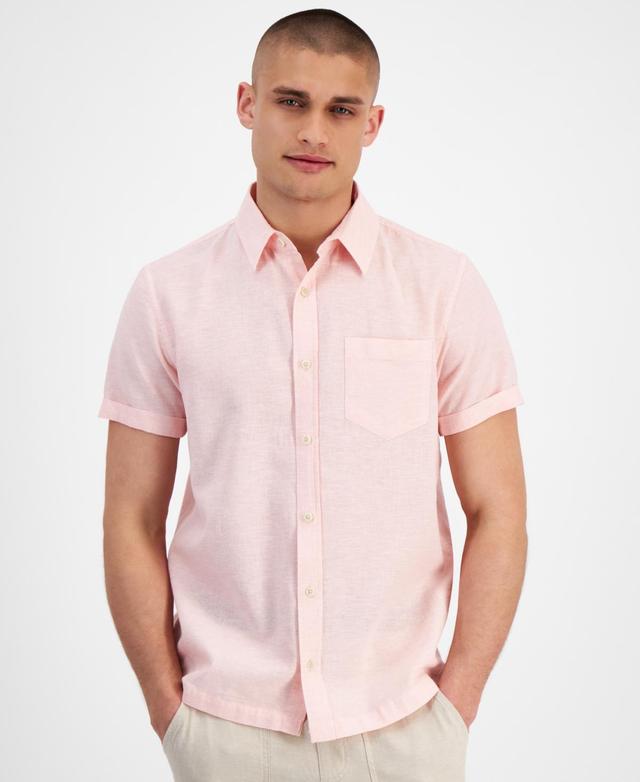 Sun + Stone Mens Blake Linen Chambray Short Sleeve Button-Front Shirt, Created for Macys Product Image