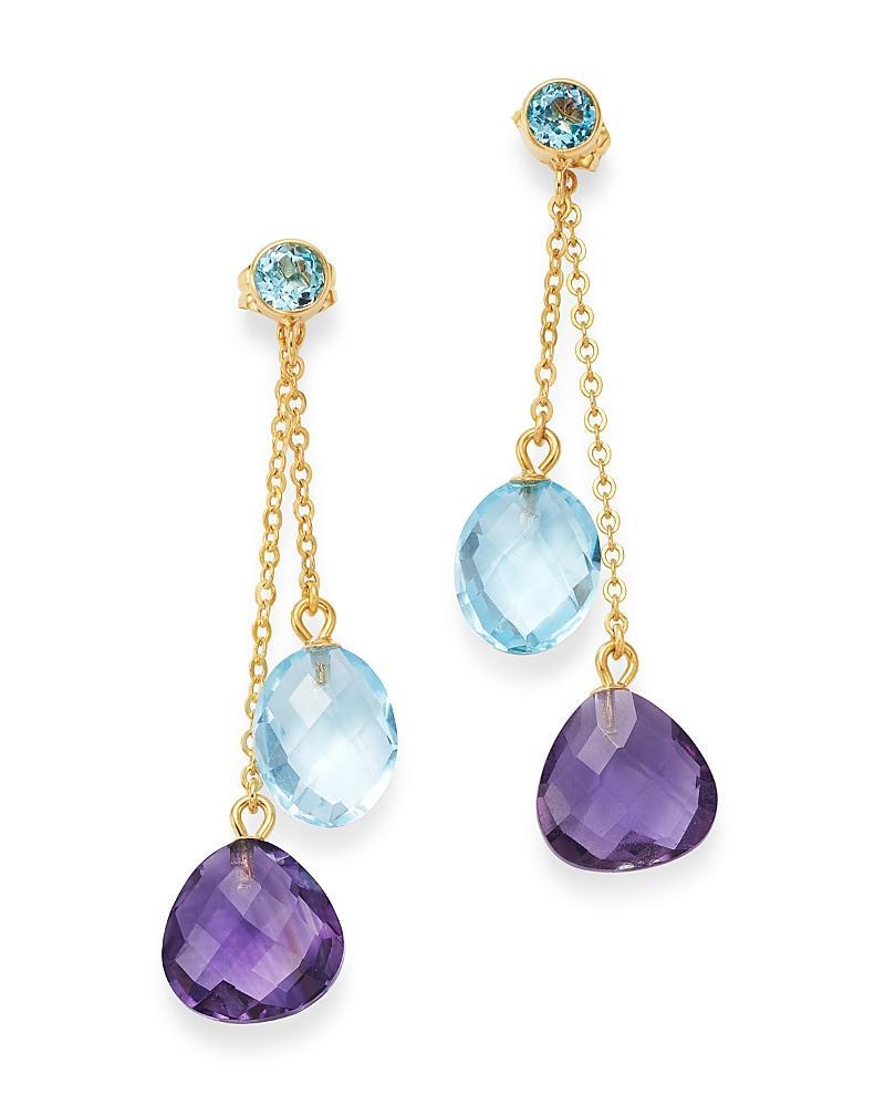 Bloomingdale's Amethyst & Blue Topaz Drop Earrings in 14K Yellow Gold - 100% Exclusive - Female Product Image