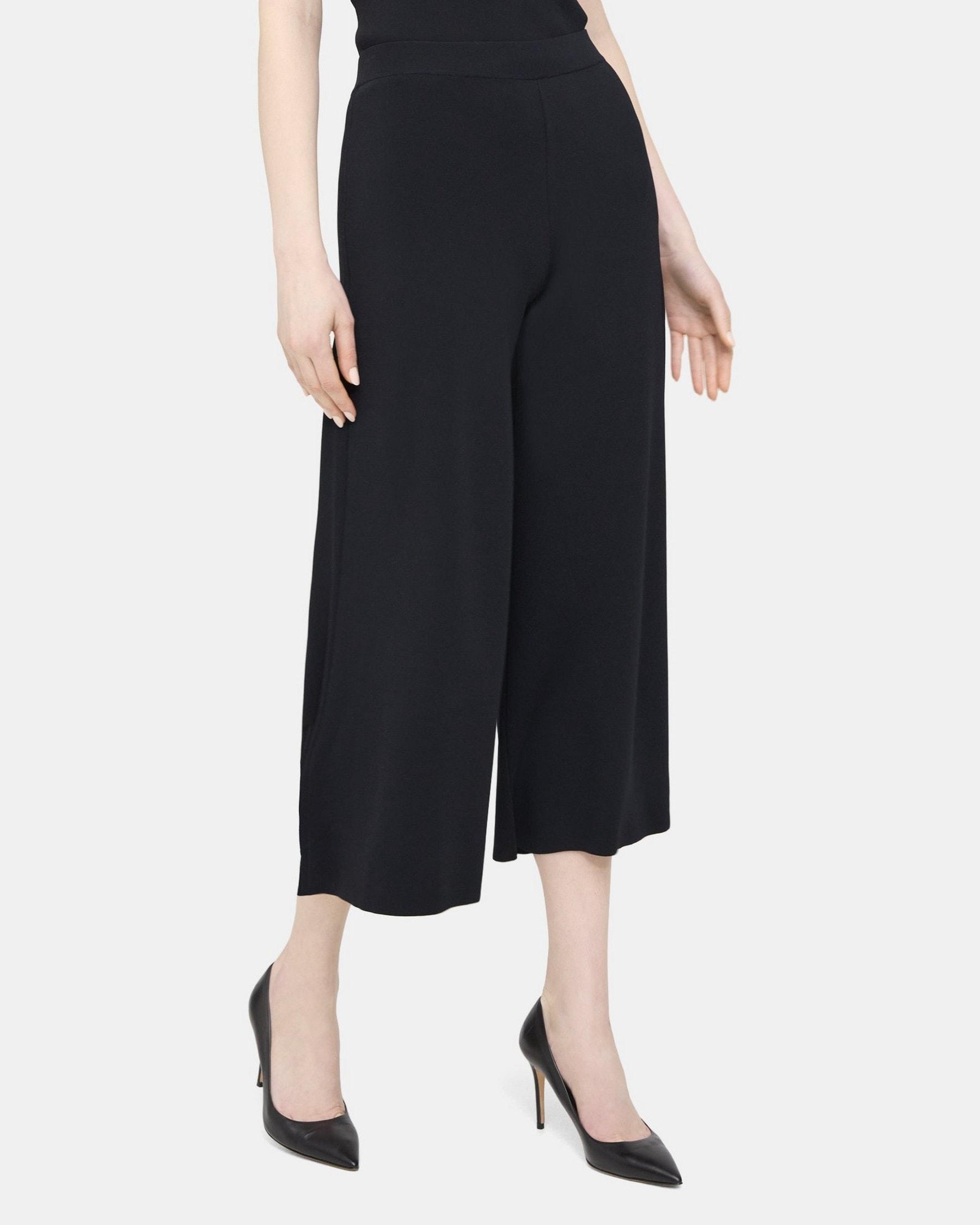 Cropped Wide-Leg Pant in Compact Stretch Knit Product Image