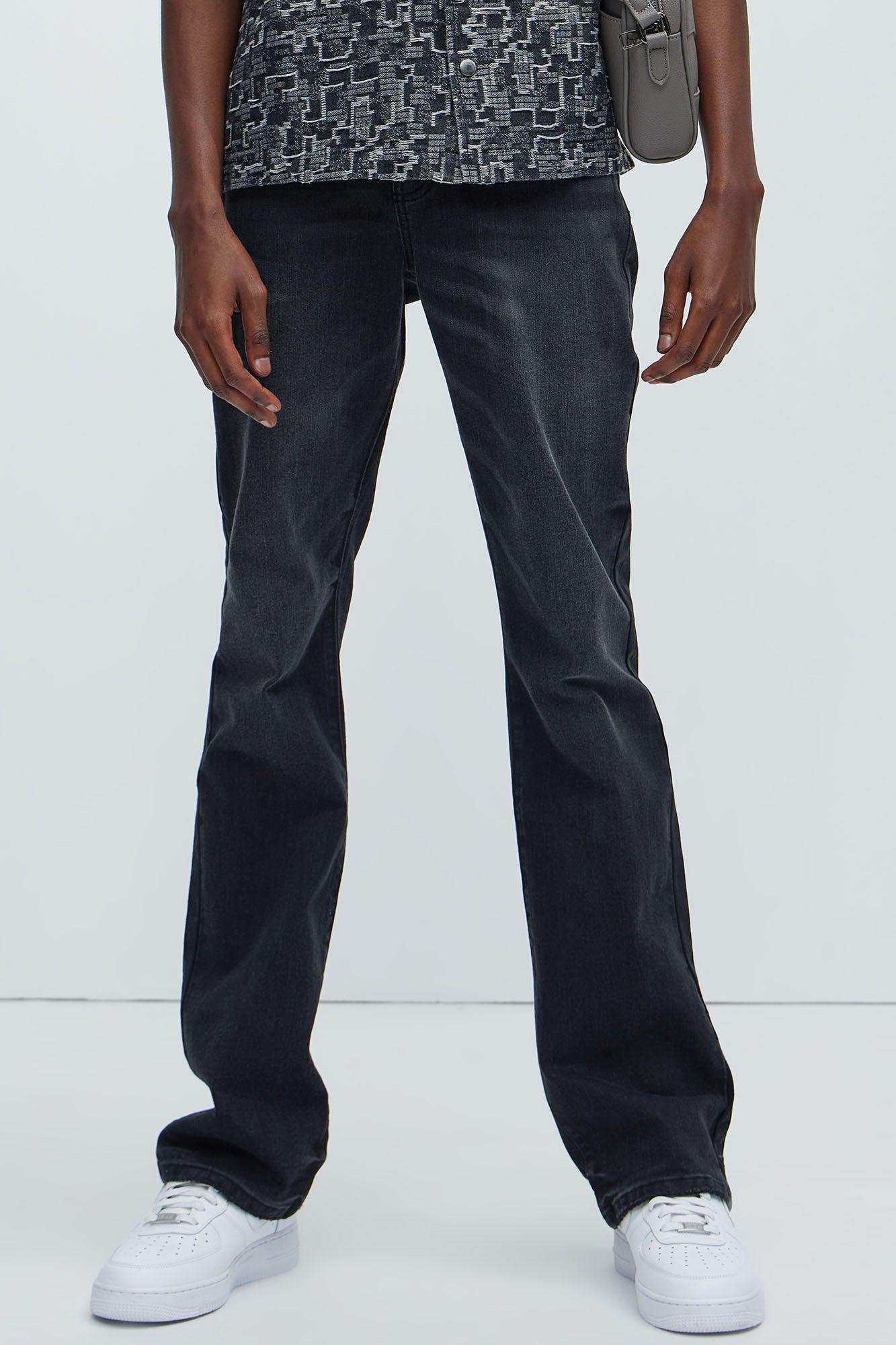 Gabriel Stacked Slim Flare Jeans - Black Wash Product Image