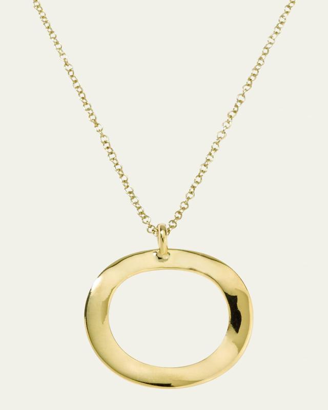 Short Mini Wavy Circle Pendant Neckace in 18K Gold Product Image