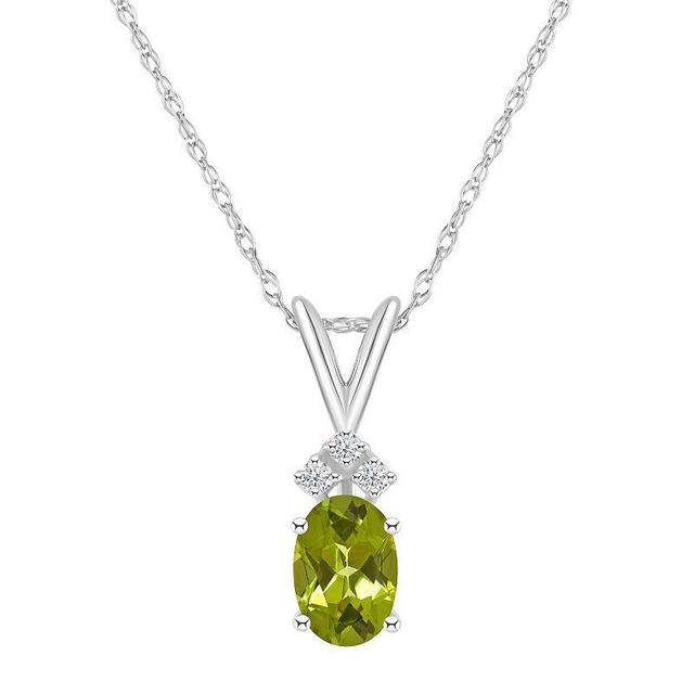 Celebration Gems 14k White Gold Gemstone & Diamond Accent Pendant Necklace, Womens Peridot Product Image