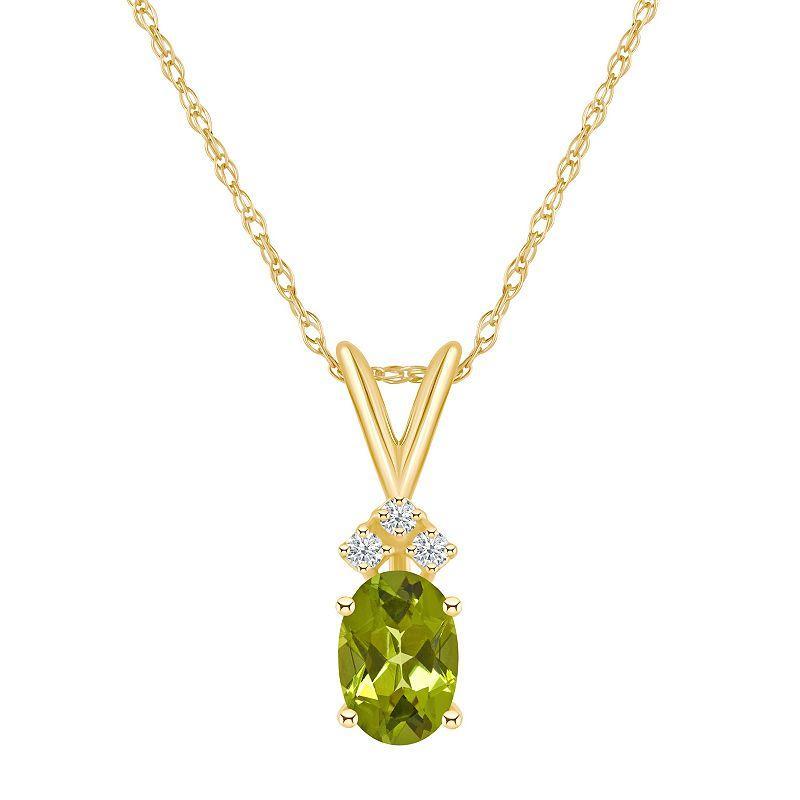 Celebration Gems 14k White Gold Gemstone & Diamond Accent Pendant Necklace, Womens Peridot Product Image