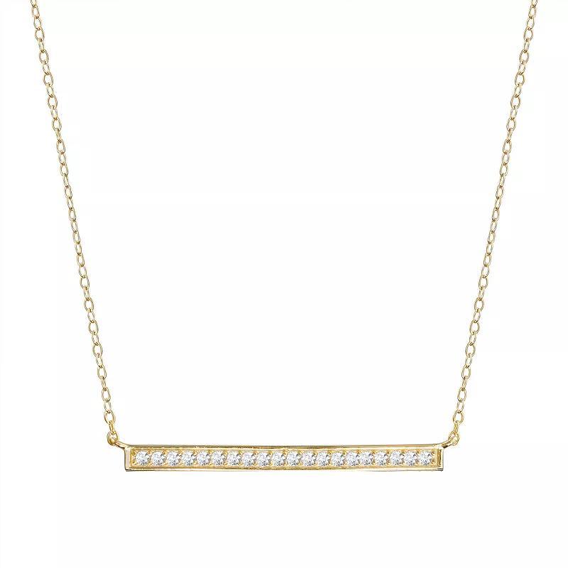 Main and Sterling Gold Over Silver Cubic Zirconia Bar Station Necklace, Womens Gold Tone Product Image