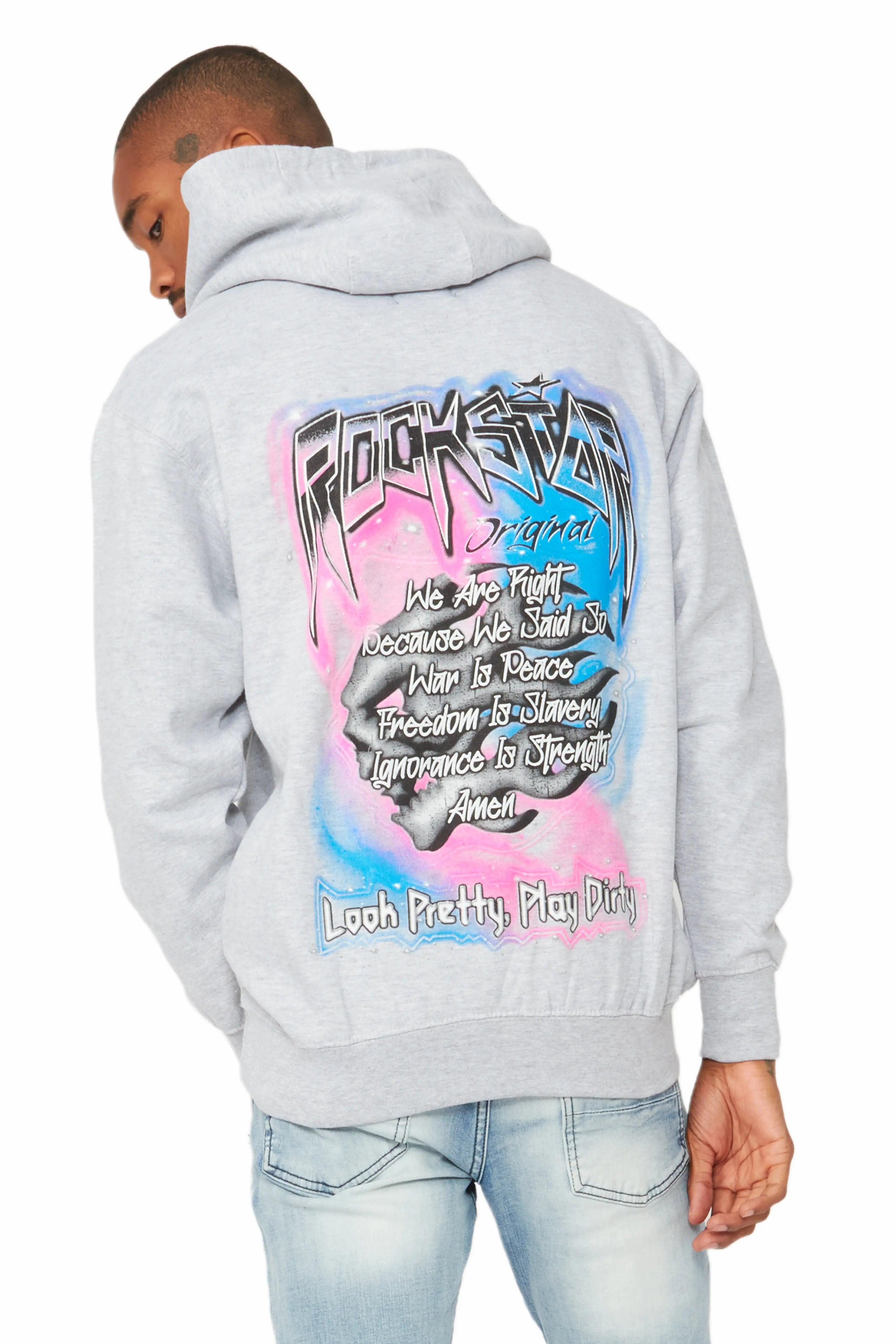 Fionn Heather Grey Graphic Hoodie Male Product Image