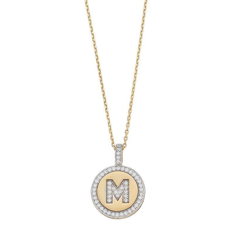 14k Gold Over Silver Cubic Zirconia Initial Pendant Necklace, Womens Product Image