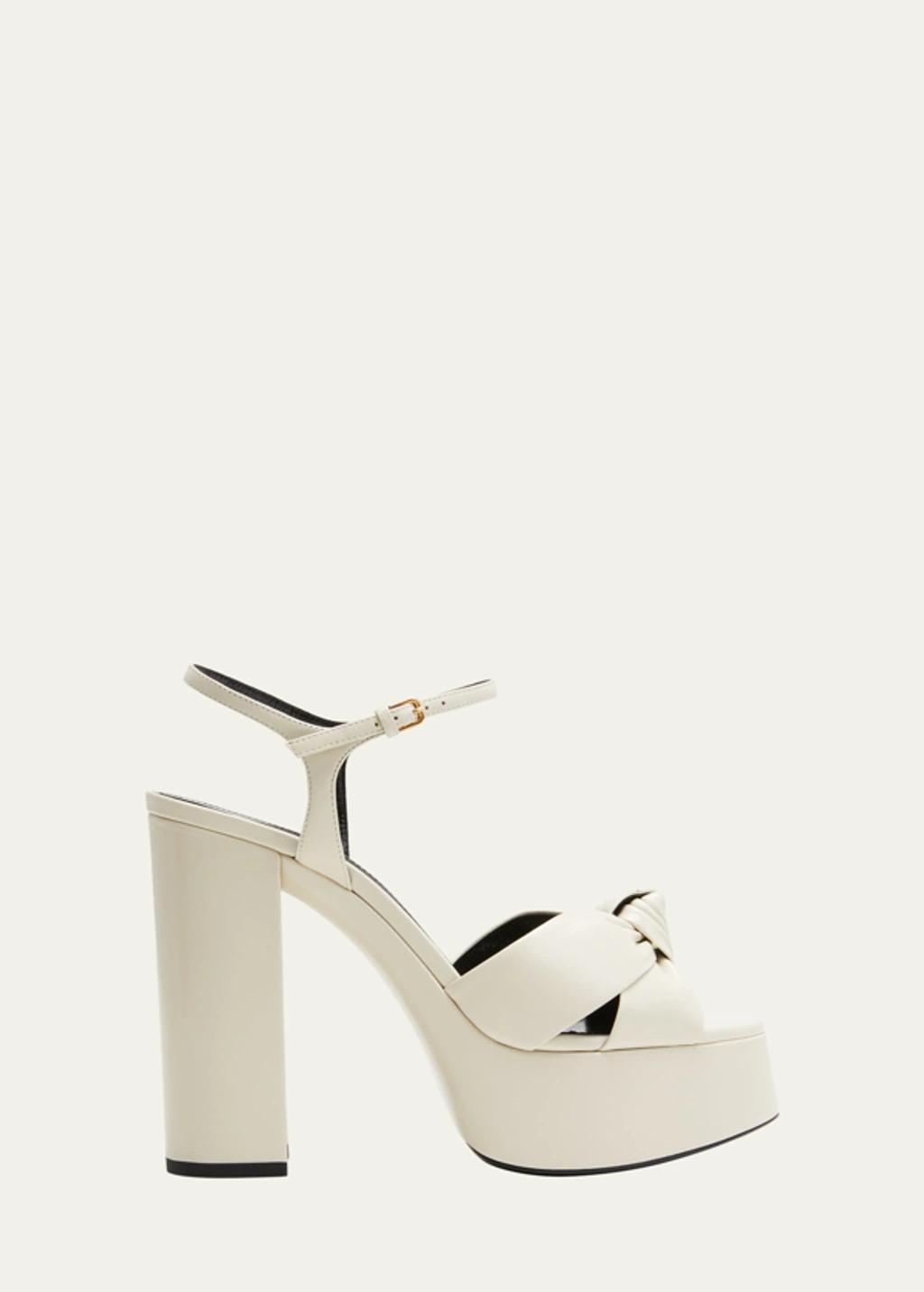 Platform High Block Heel Sandals In Cream Product Image