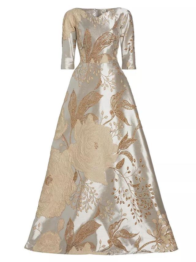 Floral Metallic Jacquard Ballgown Product Image