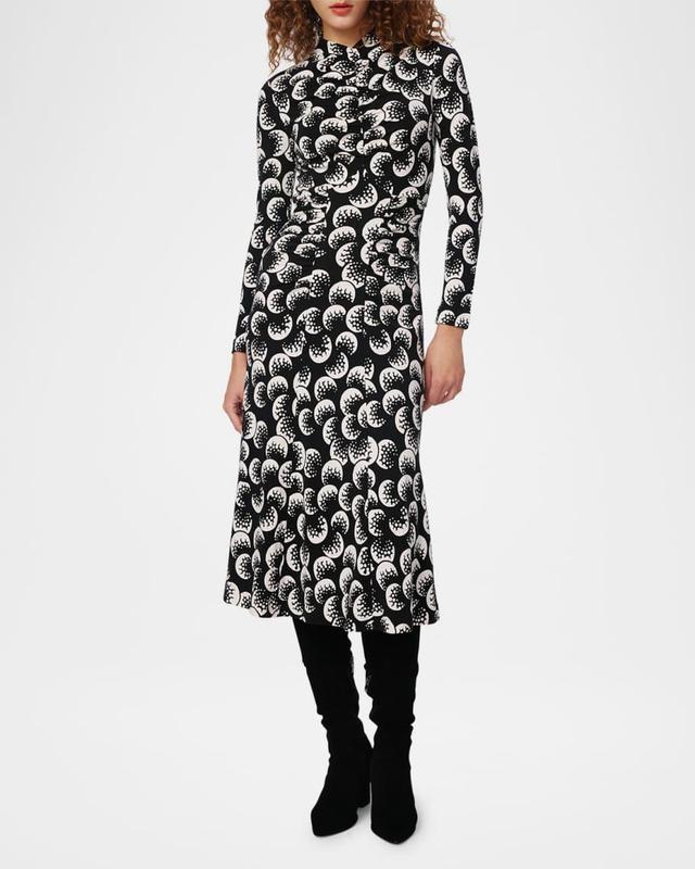 Emanuelle Abstract-Print Ruched Midi Dress Product Image