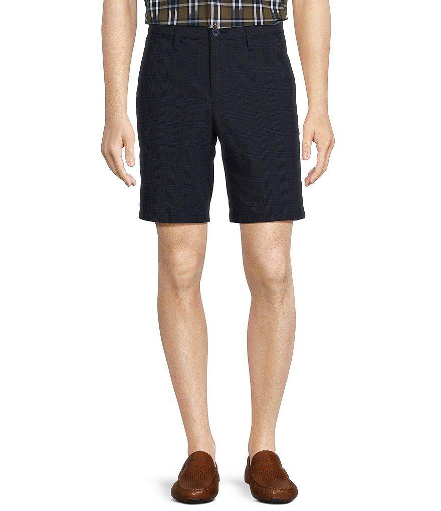 Roundtree & Yorke Casuals Flat Front Straight Fit Seersucker Plaid 9#double; Inseam Shorts Product Image