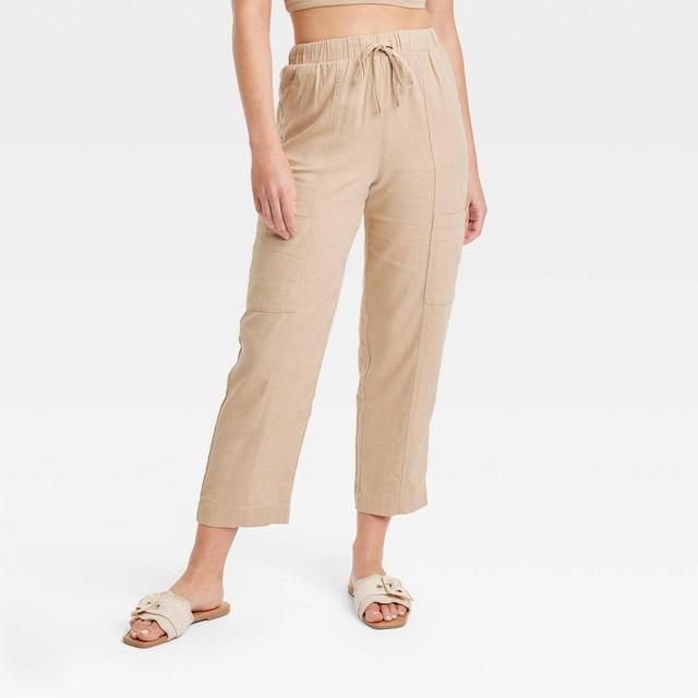 Womens High-Rise Pull-On Tapered Pants - Universal Thread Tan XS Long Product Image