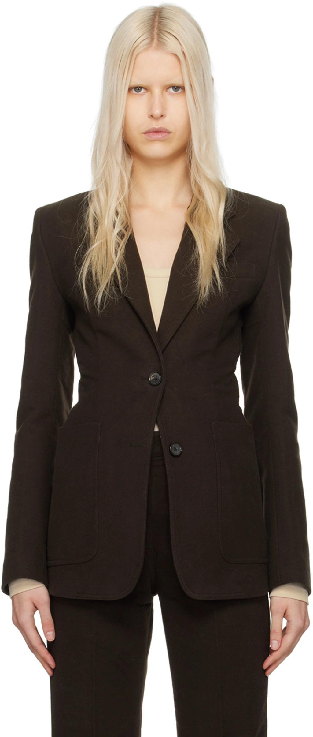 Brown Cinched Blazer In 040 Espresso Product Image