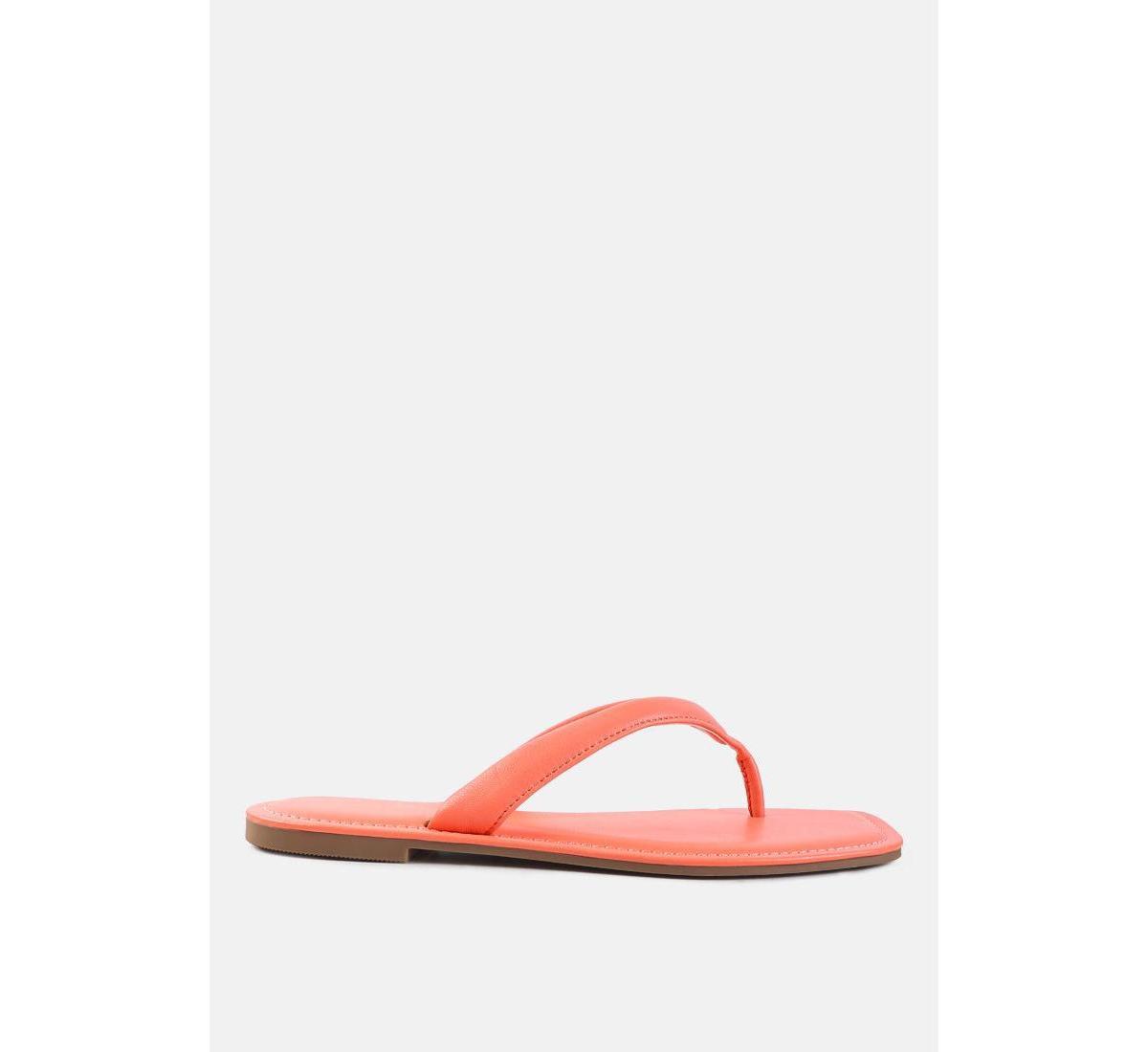 London Rag Womens Rera Square-Toe Thong Slide Sandals Pink Product Image