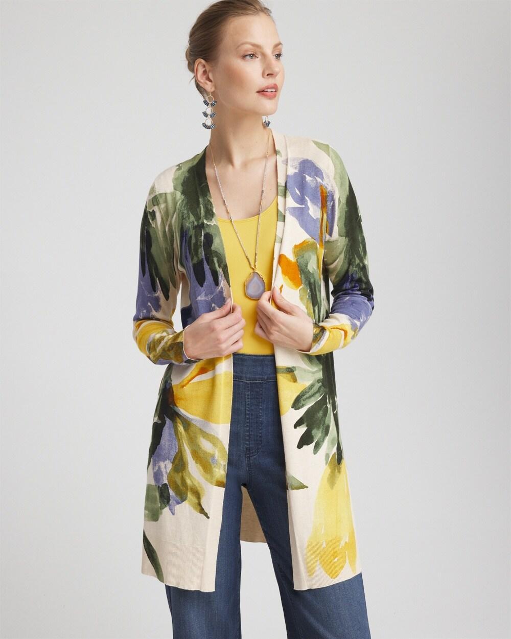 Women's Fall Floral Cardigan Sweater Product Image