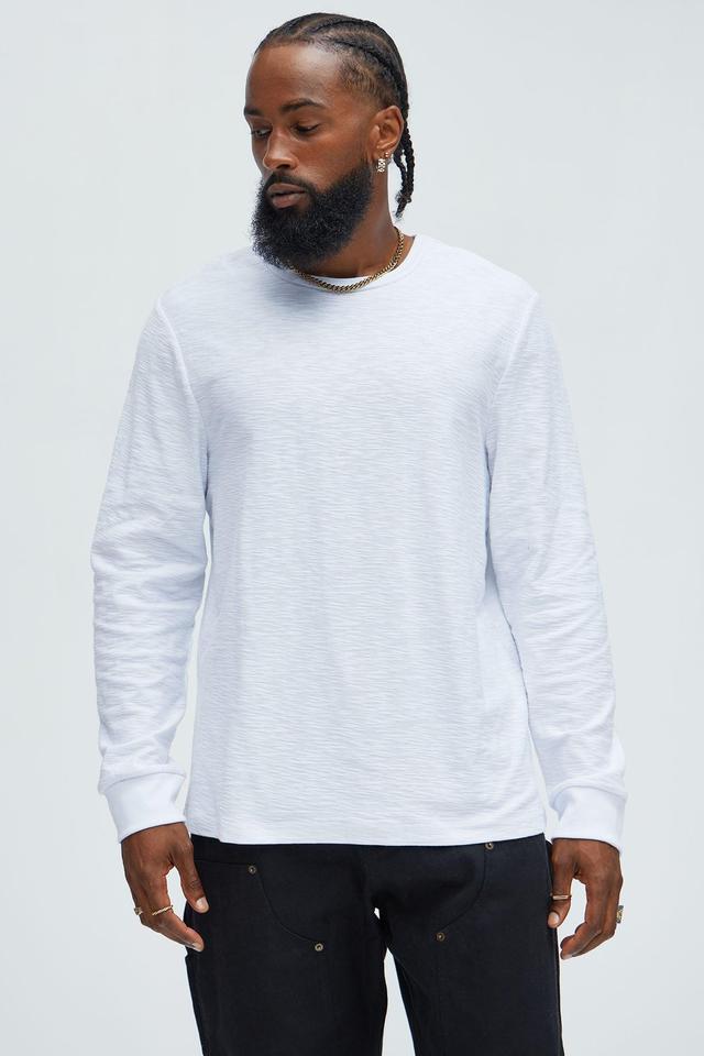 Asher Slub Texture Long Sleeve Tee - White Product Image