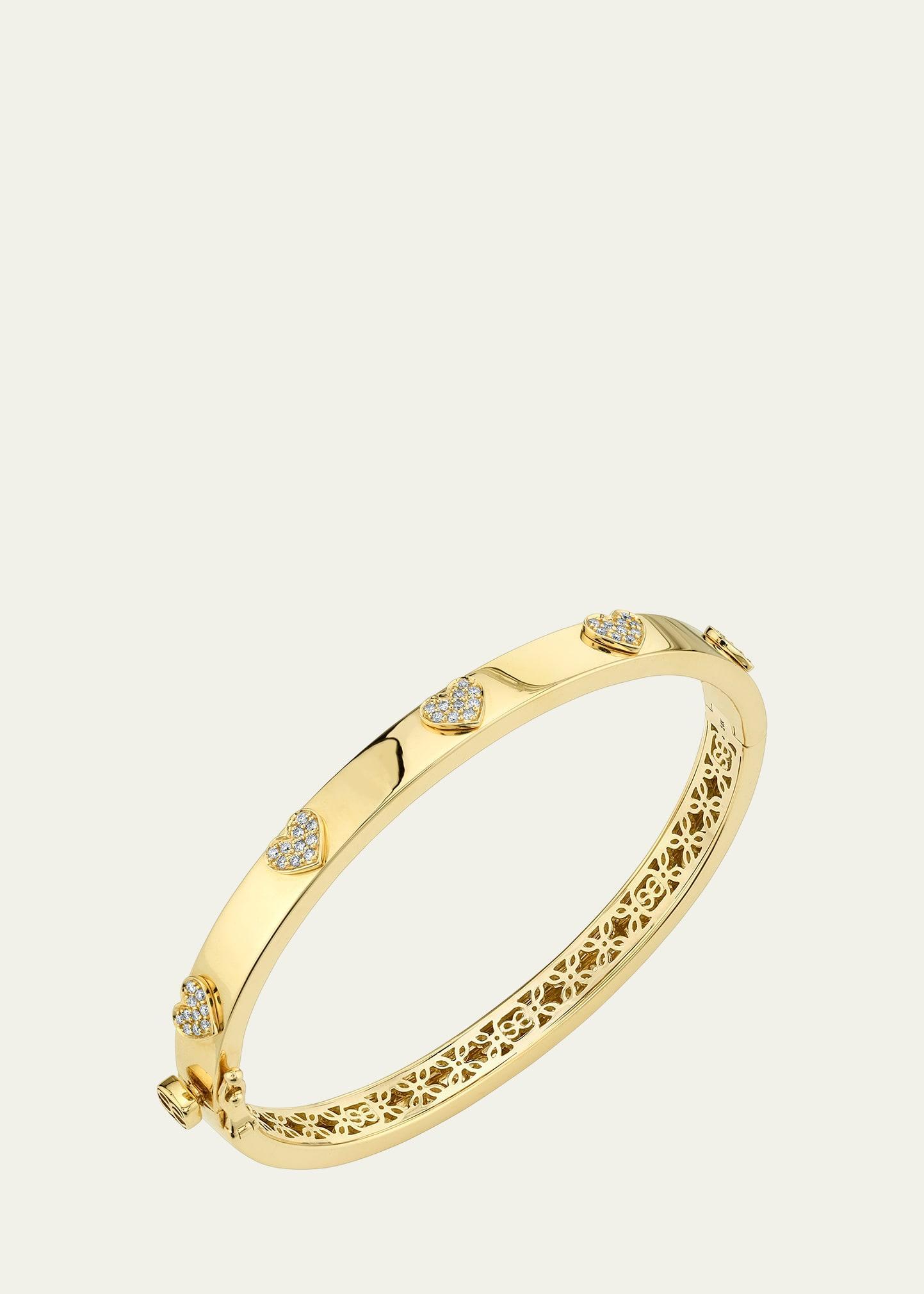 Womens 14K Yellow Gold & 0.25 TCW Diamond Heart Bangle Product Image