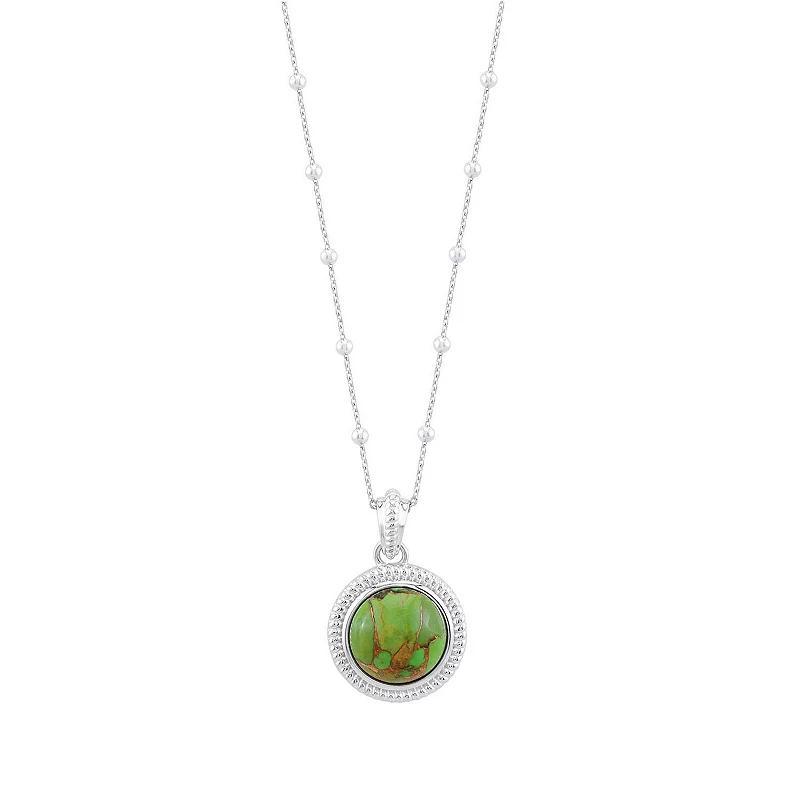 Gemistry Sterling Silver Green Turquoise Pendant Necklace, Womens Product Image