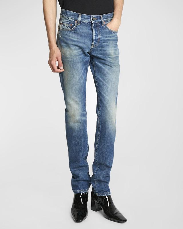 Mens Slim-Fit Faded Jeans Product Image