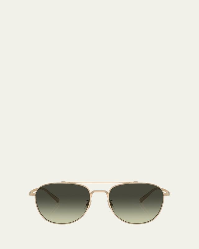 Mens Double-Bridge Metal Aviator Sunglasses Product Image