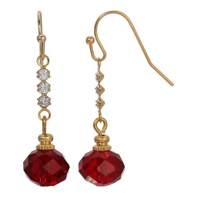 1928 Gold Tone Crystal Linear Drop Earrings, Womens, Red Product Image