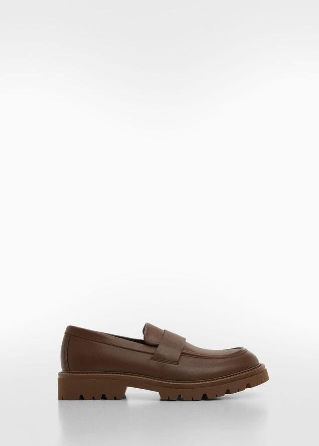 MANGO MAN - Leather moccasin with track sole chocolateMen Product Image