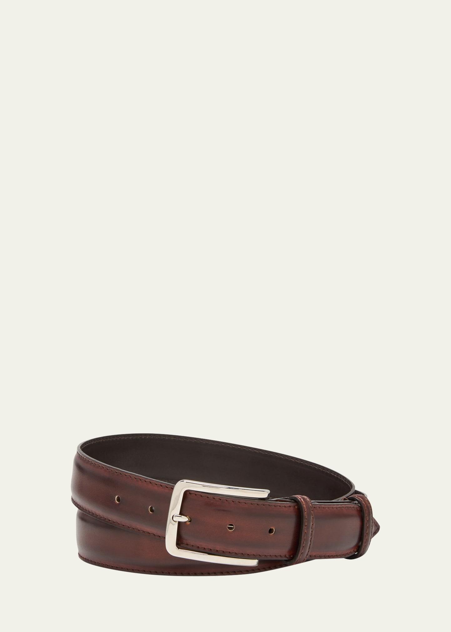 Mens 35mm Burnished Leather Belt Product Image