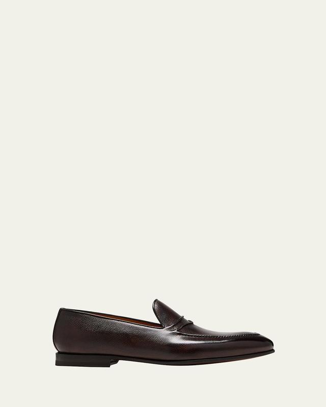 Mens Lucien Rubber-Sole Leather Penny Loafers Product Image