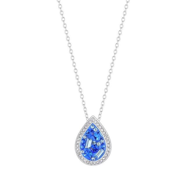 Forever Radiant Sterling Silver Sapphire Crystal Mosaic Halo Pendant Necklace, Womens Blue Product Image