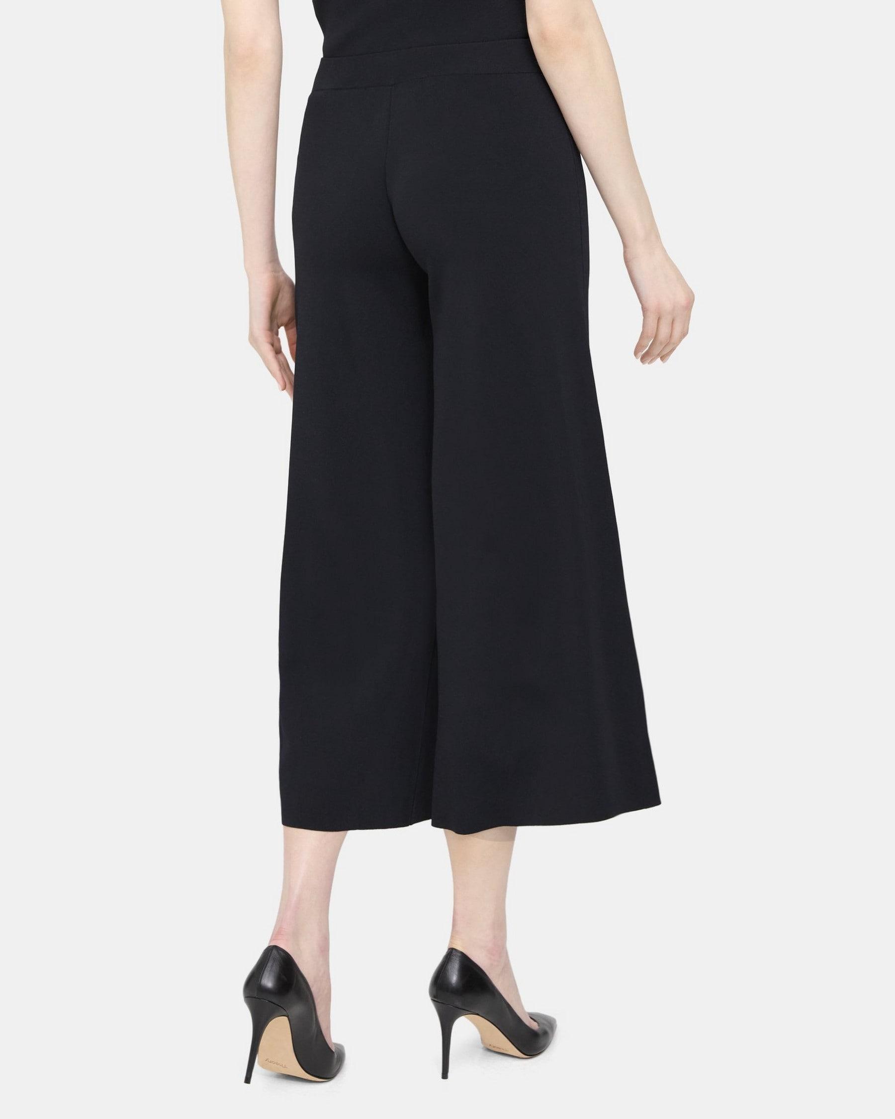 Cropped Wide-Leg Pant in Compact Stretch Knit Product Image