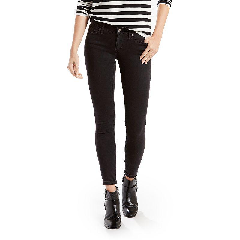 Womens Levis 711 Skinny Jeans Black Product Image